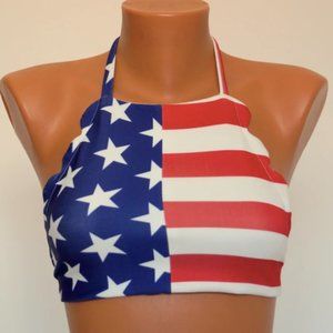 NWT American Flag Bikini Top